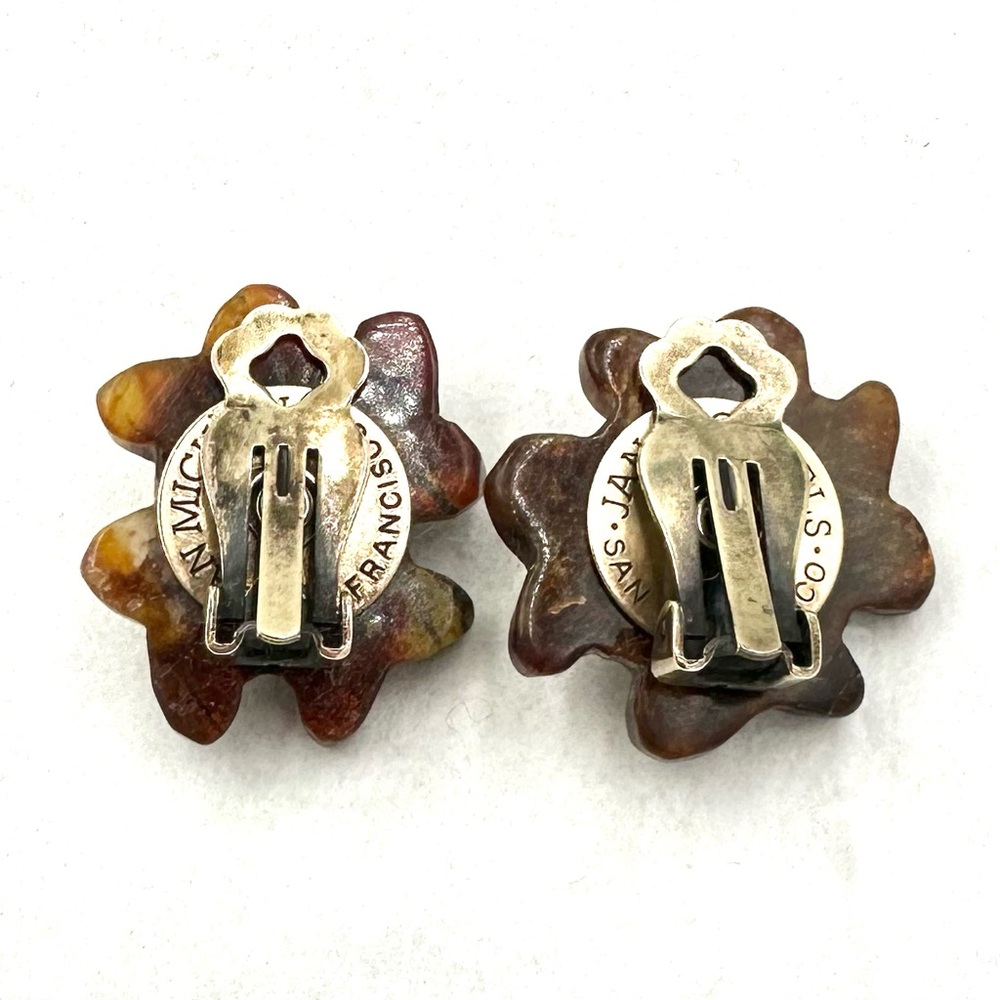 Vintage Jan Michaels S.F. Agate Clip On Earrings - Picture 6 of 7